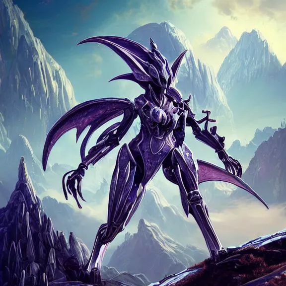 Image similar to extremely detailed ground shot of a giant beautiful stunning goddess 1000 meter tall, that's a anthropomorphic hot robot mecha female dragon, silver sharp streamlined armor, detailed head, sharp claws, glowing Purple LED eyes, sitting elegantly om a mountain, behind a tiny village the size of her foot, micro pov, dragon art, warframe fanart, Destiny fanart, macro art, giantess art, furry art, furaffinity, high quality 3D realism, DeviantArt, Eka's Portal, HD