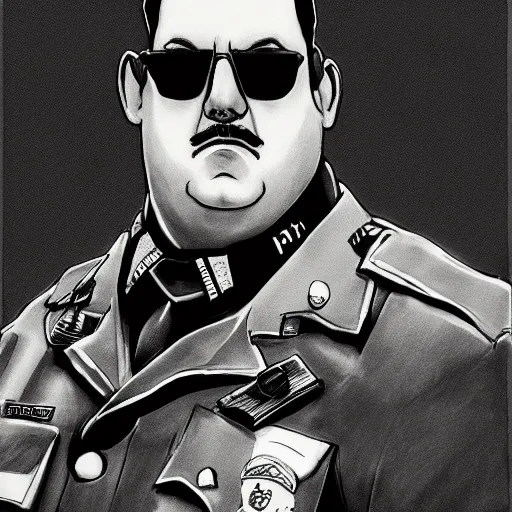 Image similar to paul blart mall cop by yoji shinkawa, pencil drawing, professional illustration, trending on artstation, portrait