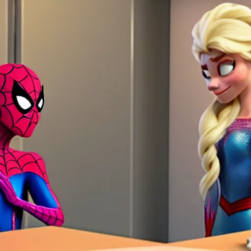 spiderman and pregnant princess elsa talking in the | Stable Diffusion |  OpenArt