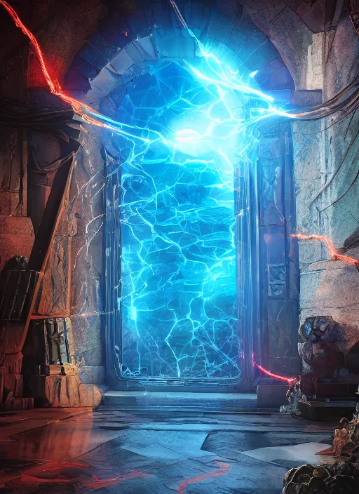 Prompt: An epic fantasy comic book style painting of a laser Shipibo textile doorway to eternity, unreal 5, DAZ, hyperrealistic, octane render, dynamic lighting