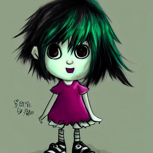 Image similar to saria as emo girl