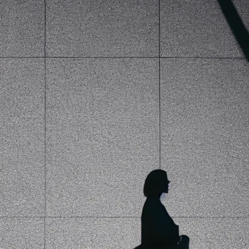 Image similar to A Latina businesswoman, sat outdoors, mostly silhouetted in soft shadow. harsh sunlight corporate plaza