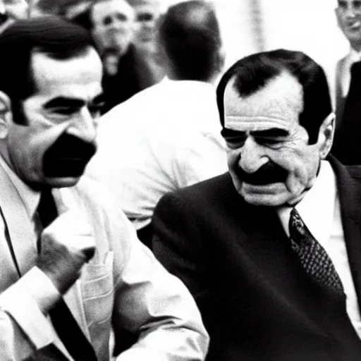 Image similar to George H.W. Bush punches Saddam Hussein, historical photo