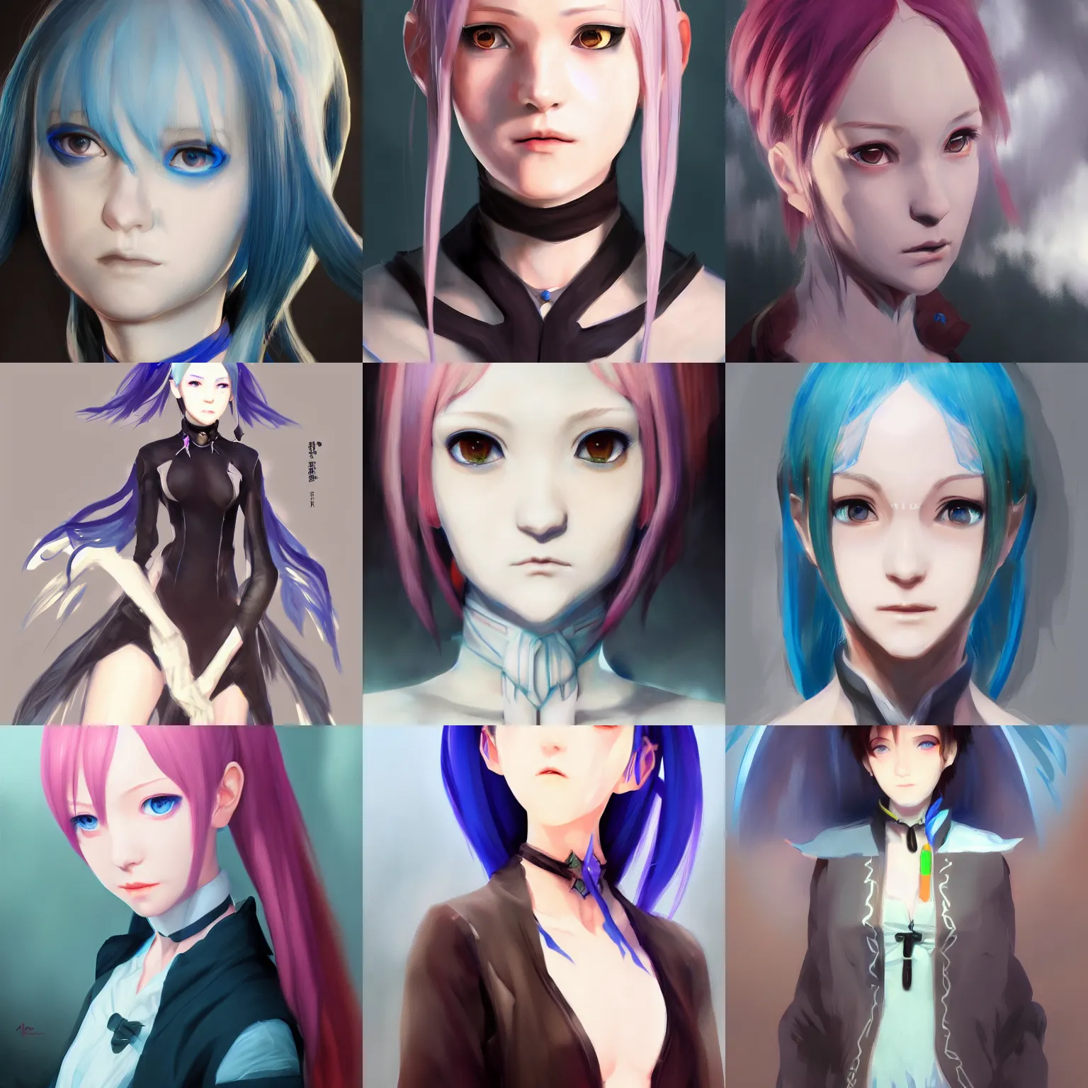 Prompt: portrait of a human that looks like rem from re : zero, 4 k concept art, oil painting, artstation