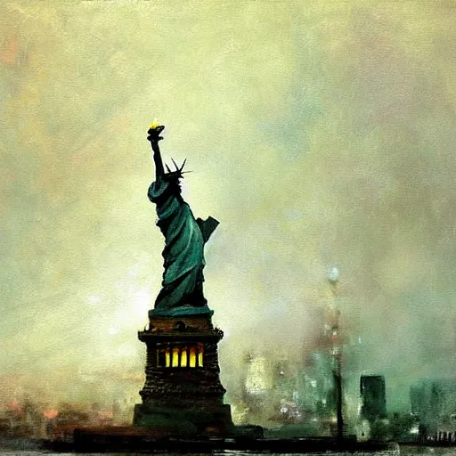 Image similar to statue of liberty painting by jeremy mann