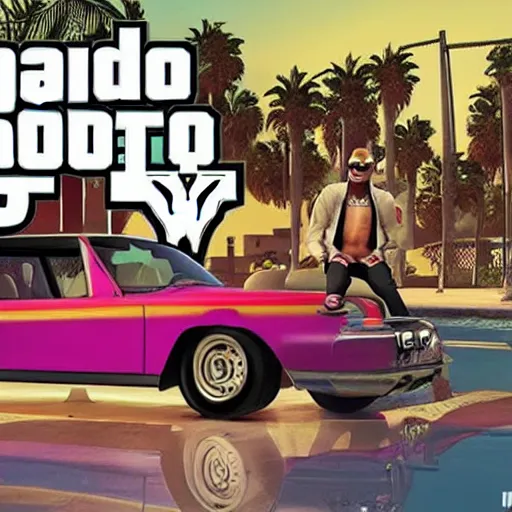 Image similar to bad bunny music artist on the cover of gta v