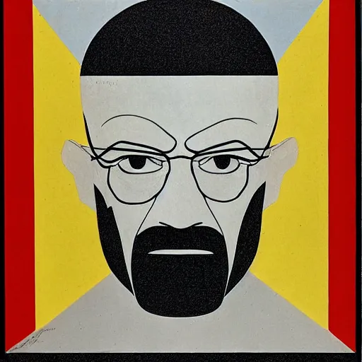 Prompt: Geometrical suprematist art of Walter White, by El Lissitzky