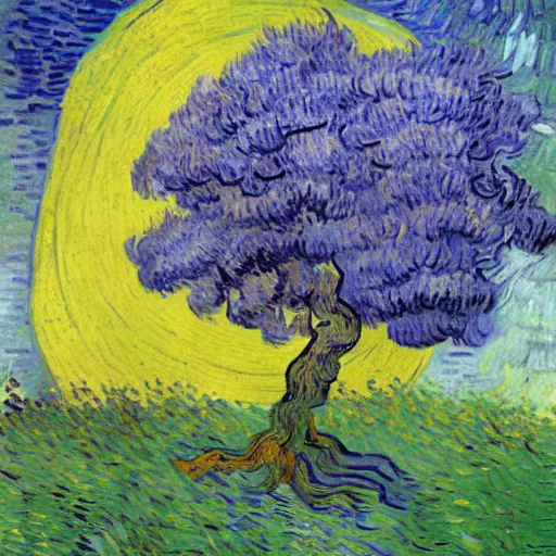 Prompt: Van Gogh style painting of a Jacaranda tree