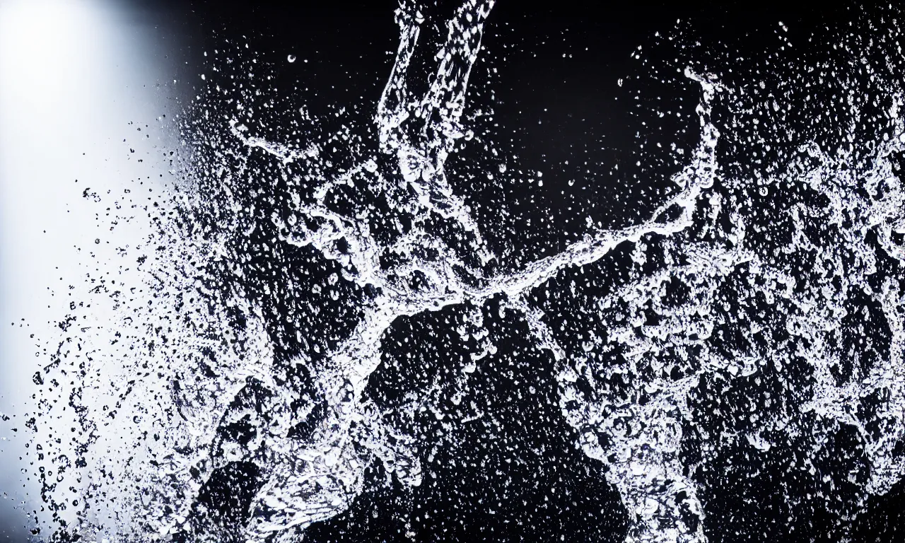 Prompt: portrait photograph of a splash of water on the face. studio lighting. high shutter speed. pure focus. high quality.