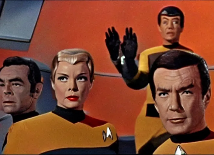 Image similar to a still from a 1 9 6 0 s star trek episode