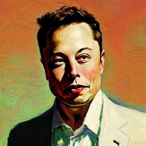 Prompt: elon musk, by colin campbell cooper