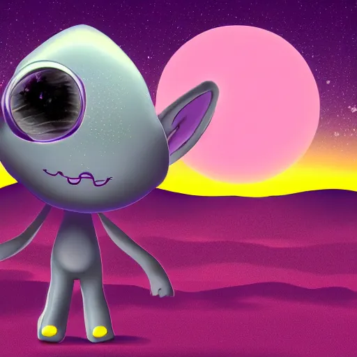 Prompt: friendly alien sailor cartoon soft purple sunset hopeful hd digital