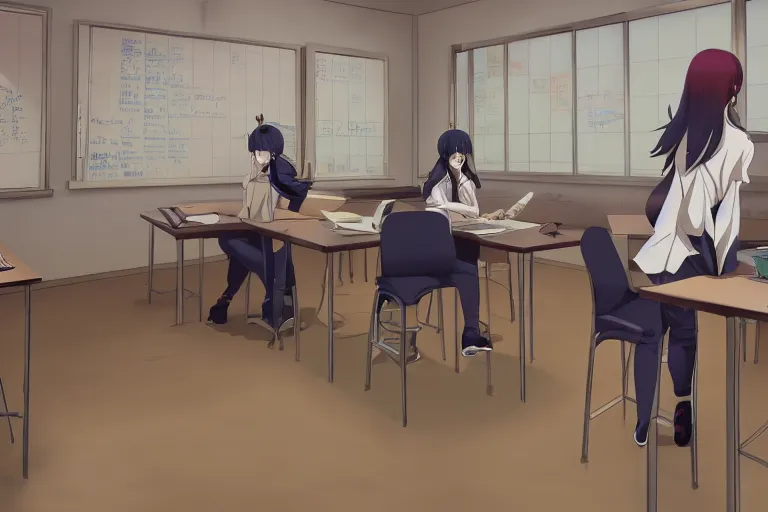 Premium AI Image  Anime Classroom Background without People at