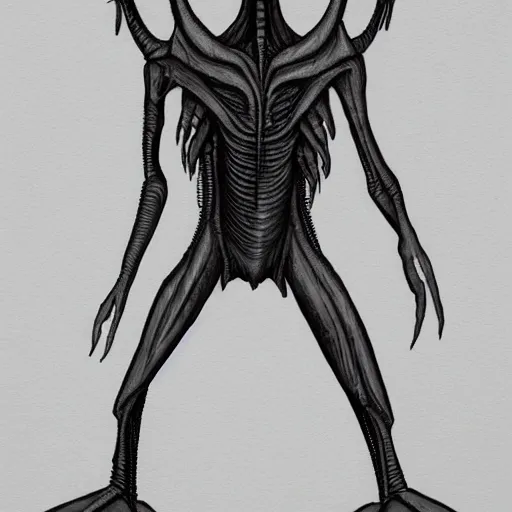 Image similar to alien grey, tall, very thin, terrifying, grimdark, photorealistic