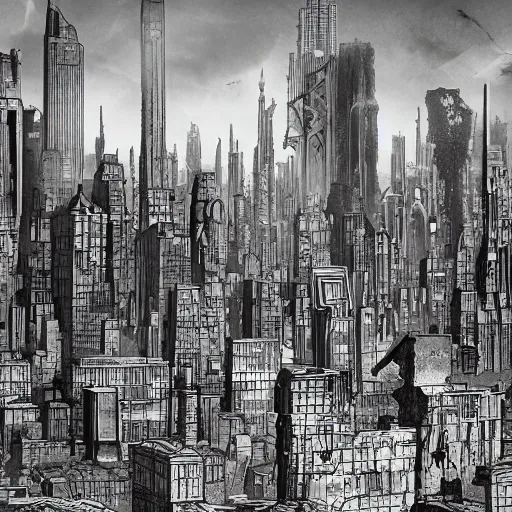 Prompt: ruined metropolis