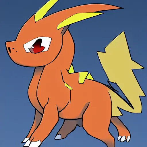 Image similar to a new fire type pokemon design inspired by a pitbull
