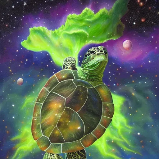 nebula turtle, eating space lettuce, cosmic, | Stable Diffusion | OpenArt