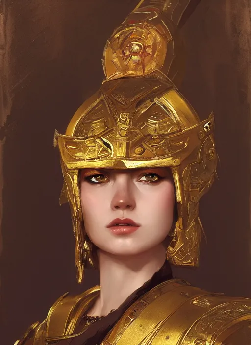 Image similar to portrait of an ancient roman character in incredible rich ornate armor, by ilya kuvshinov, by thomas lawrence, by bayard wu, trending on artstation, masterpiece