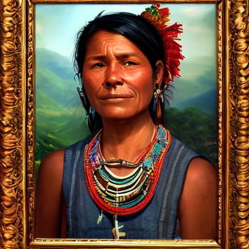 Image similar to portrait of an guatamalese woman ( 3 5 ) from guatamala in 2 0 2 1, an oil painting by ross tran and thomas kincade