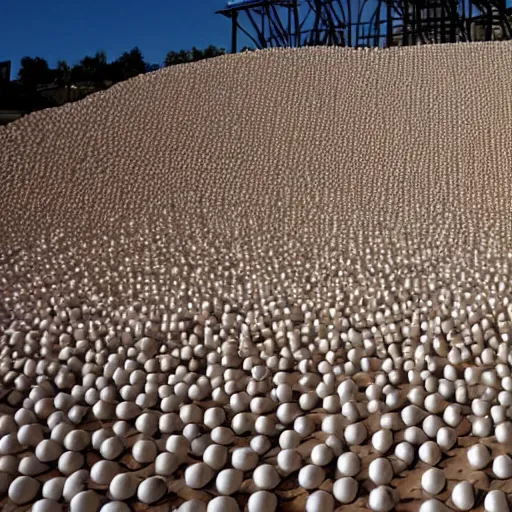 Image similar to beautiful tidal wave constructed of baseballs, by pixar