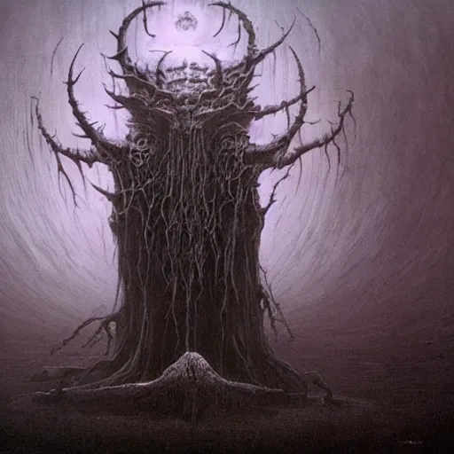 Image similar to darklord amdusc beksinski, eldritch, apocalypse, creepy creature, horror spooky
