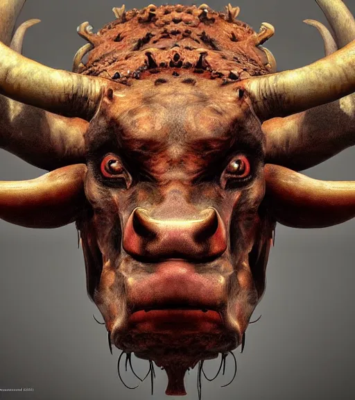 A Demon! Cow With Giant Demonic Horns!, Hyperrealistic 