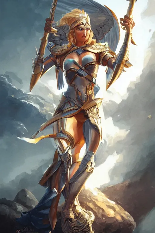 Image similar to amazon valkyrie athena, d & d, fantasy, portrait, highly detailed, headshot, digital painting, trending on artstation, concept art, sharp focus, illustration, art by artgerm and greg rutkowski and magali villeneuve