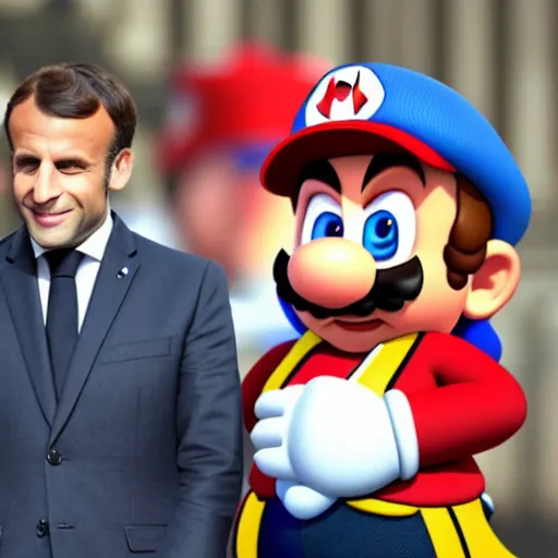 Image similar to Emmanuel Macron in Mario world