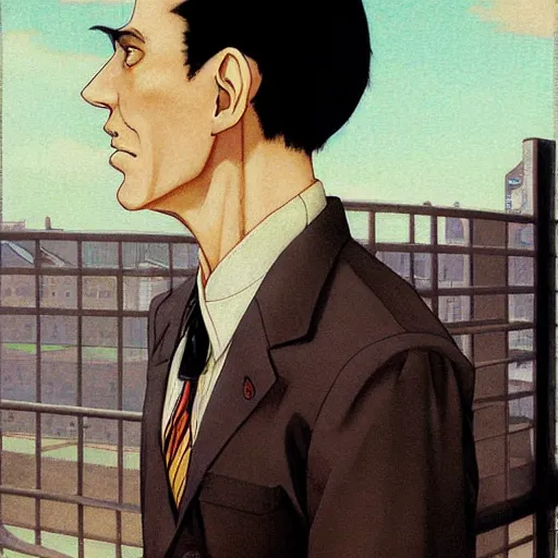 Image similar to anime joseph goebbels by hasui kawase by richard schmid