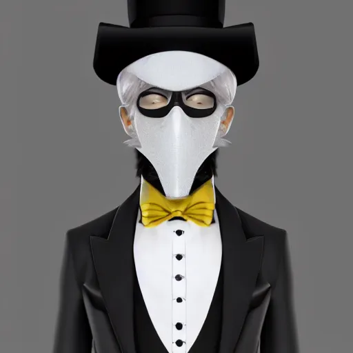 Image similar to a highly detailed portrait of a man in a high top hat covering his face, in a black tailcoat with a yellow waistcoat under the tailcoat, artstation, deviantart, professional, unreal engine 5, photorealistic