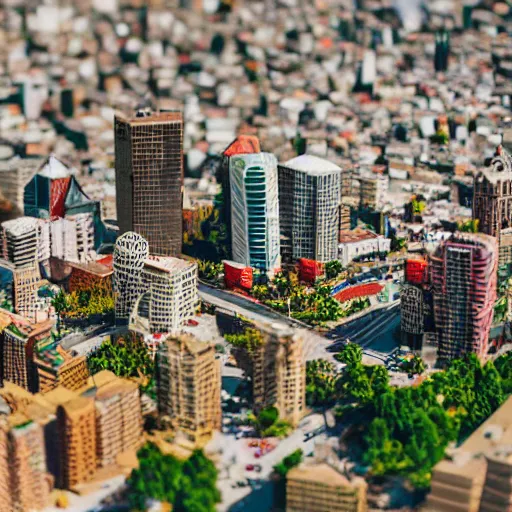 Prompt: a miniature diorama of santiago de chile, macro photography