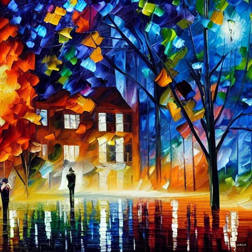 Image similar to a painting by leonid afremov and johannes itten