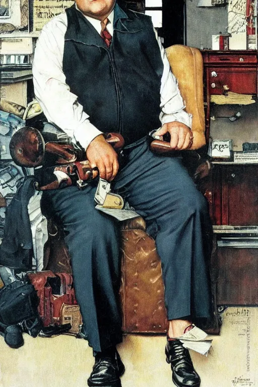 Image similar to tony soprano from the sopranos painted by norman rockwell