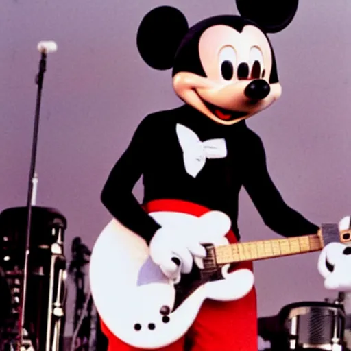 Image similar to mickey mouse performing at woodstock