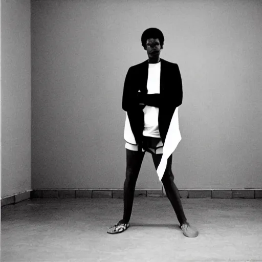 Image similar to a paladin, portrait, long shot, by jamel shabazz, nan goldin, david bailey