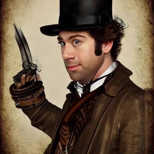 Prompt: steampunk jim halpert portraiture