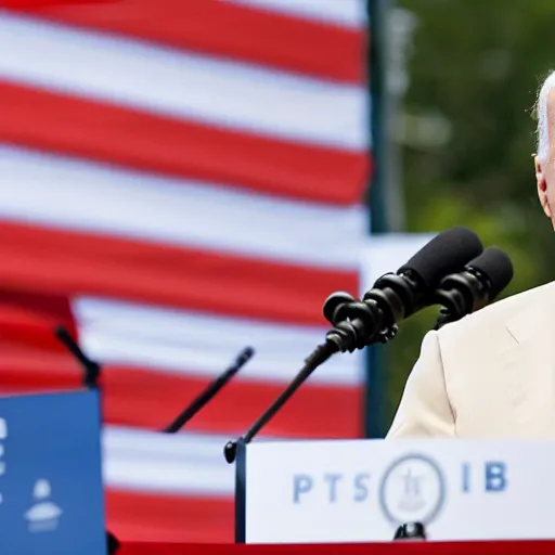Image similar to joe biden in bed with chicken pox giving a speech,