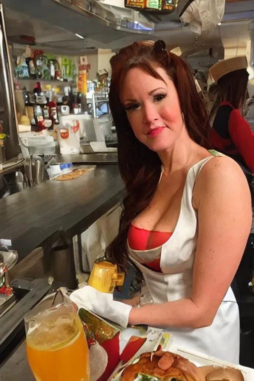 Image similar to april o'neill works as a waitress