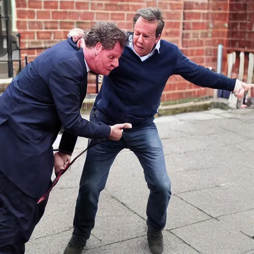 Prompt: piers Morgan beating up a poor man