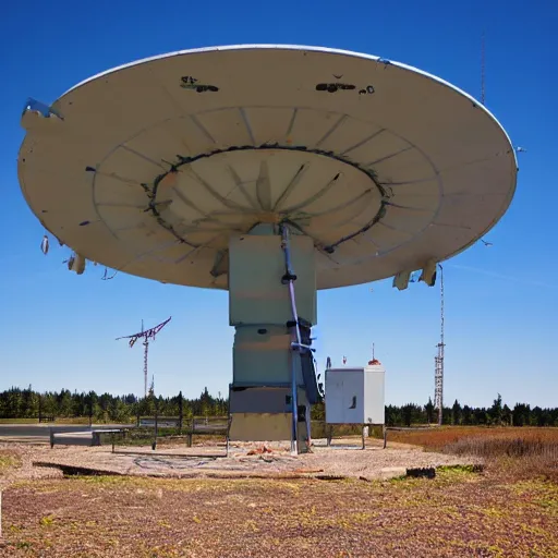 Image similar to abandoned phased-array radar installation, very detailed, lomo