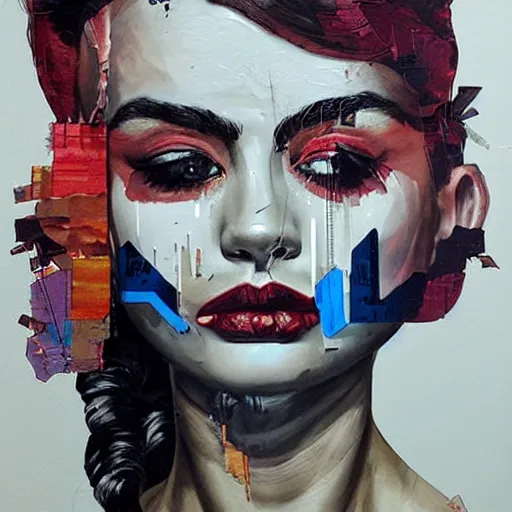 Prompt: melancholy woman, by sandra chevrier