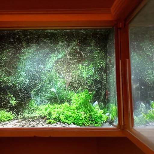 Image similar to inside a terrarium looking out