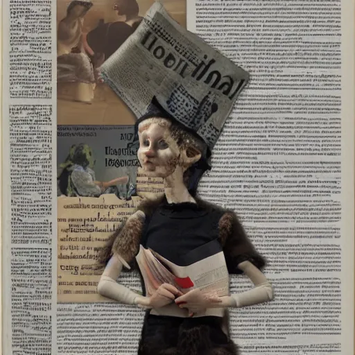 Image similar to newspaper collage, dada, beautiful nordic woman, extremely detailed, sharp, hyperrealistic, 8 k