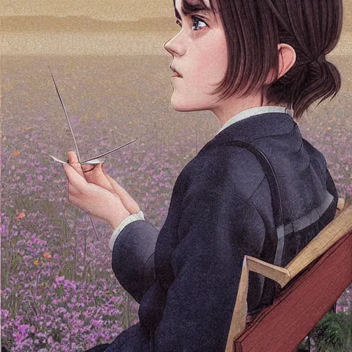 Image similar to digital art anime emma watson by by Hasui Kawase by Richard Schmid