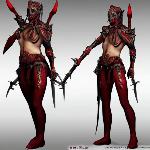 Image similar to full body photo of a female devil warrior