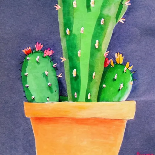 Prompt: cactus, kids drawing
