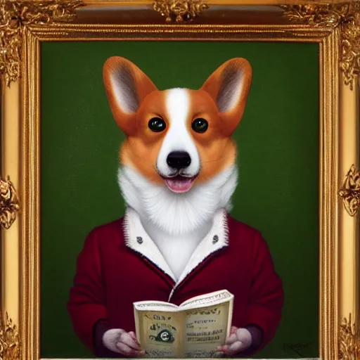 Image similar to A portrait of a corgi by Mark Ryden