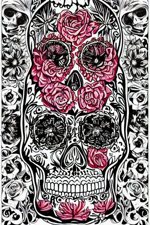Prompt: illustration of a sugar skull day of the dead girl, art by douglas smith