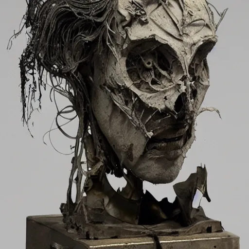 Prompt: a sculpture by dave mckean and by h r giger and by emil melmoth