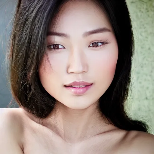 Image similar to the face of the most beautiful asian woman in the world, realistic photo